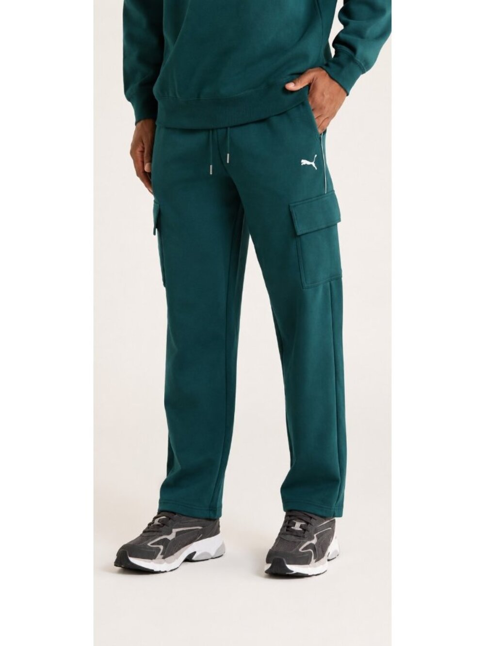 Puma Mens Size XXL Green Relaxed Cargo Pants Drawstring Sport Casual Lounge NEW